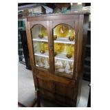 Refinished glass front kitchen cabinet with double