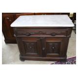 Walnut marble top double door washstand 33" x 17"
