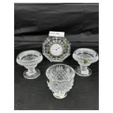 Four pc Waterford incl Clock, Footed  Bowl, and Tw