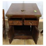 Chinese inspired double drawer side table with