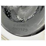 Czech black glass floral silver overlay