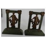 Pair art deco 1920s cast metal bookends