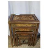 Chinese carved stacking tables - 4 total
