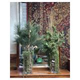 Pair Decorative glass cylinders with nature