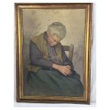M. Battara original on canvas of lady in resting