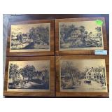 Currier & Ives four transfer block prints etching