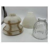 Three 1920s glass shades - milk glass & clear