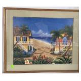 Beach Front framed print under glass 35" x 29"