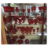 Ruby Glassware grouping - cordials, water