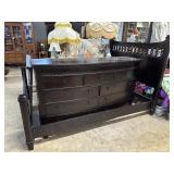 Espresso bedroom set with low dresser, headboard