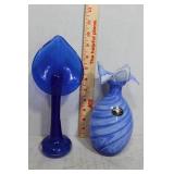 Murano cobalt swirl vase & tulip top cobalt 10"