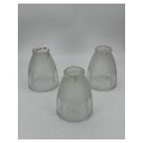 Three frosted to clear chandelier shades 5" H