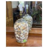 Seashell Filled Translucent Lamp with Brass