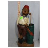 Wood carved golfer figure 21" H