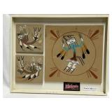 Native American sand art framed 20.25" x 16.25"