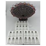 Silverplate salt shakers & beaded center bowl