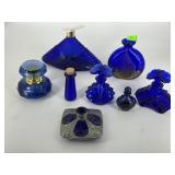 Cobalt perfume bottles - eight total