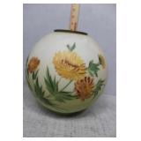 White parlor lamp globe with yellow chrysanthemum