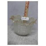 Clear with frosted overlay floral design 5" H