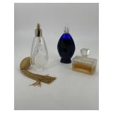 Three perfume bottles - cobalt Bourgeois,