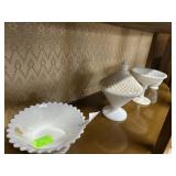 White milk glass Westmoreland - pedestal dish,
