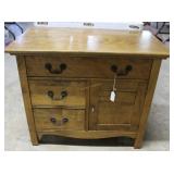 Oak nightstand cabinet with double drawers