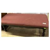 ladies dressing bench with red fabric seat