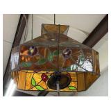 stained glass red rose parlor light