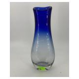 Cobalt to clear weighed base vase