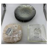 art glass dinnerplates, clear glass square