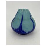 Fabulous Czech cobalt to aqua splatter vase