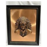 Native American Chief bust on copper