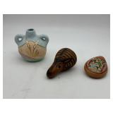 Southwestern petite vase, carved gourd, & mosaic