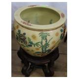 Koi Fish Asian jardiniere on stand