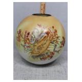 Yellow floral & music parlor lamp globe 9.25" H x