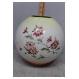 White parlor lamp globe with red florals 8.5" H x