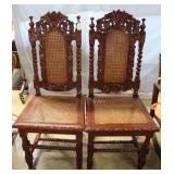 Highly carved side chairs with barley twist