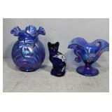 Fenton irradescent grouping - HP cat with floral