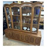 MCM China cabinet two piece with glass top &