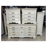 Queen cream bedroom suite - dresser, wardrobe,