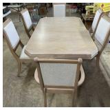 Contemporary white wash dining table with six