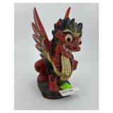 Hand carved Red dragon wooden figure