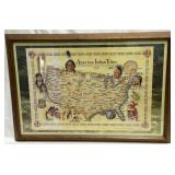 American Indian Tribes framed map print - 32" x