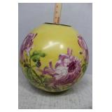 Yellow parlor lamp globe with purple flowers 9.5"