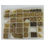 Large assortment gold colored beads & links