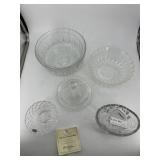 Pressed glass bowls, & cut crystal bowls