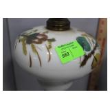 Pair HP Floral milk glass parlor lamps *missing
