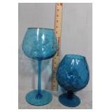 XL margarita glasses - Cobalt stemmed vases 12" &