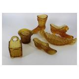 Amber hobnail trinkets - shoes, hat & toothpick