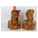 African carved lady busts